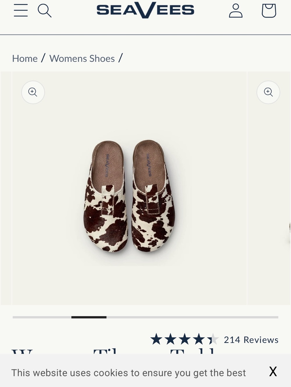 SeaVees Cow-Print Slip-On Mule in Brown and White Cow Print - Picture 3 of 9